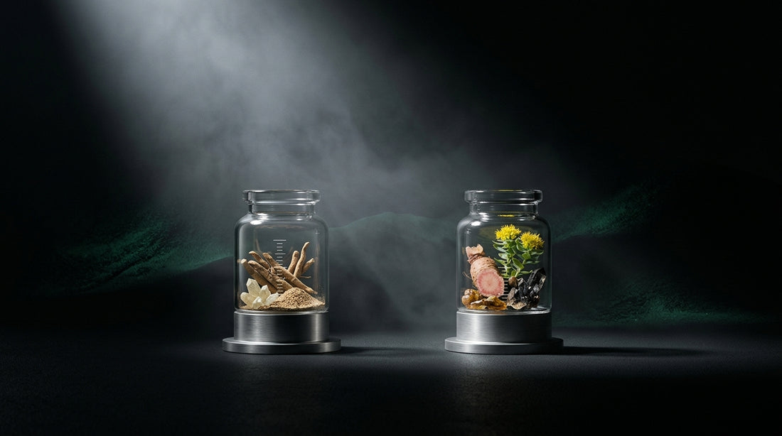 Imagen de portada: Ashwagandha vs Rhodiola para el Estrés: Guía Científica Definitiva 2026