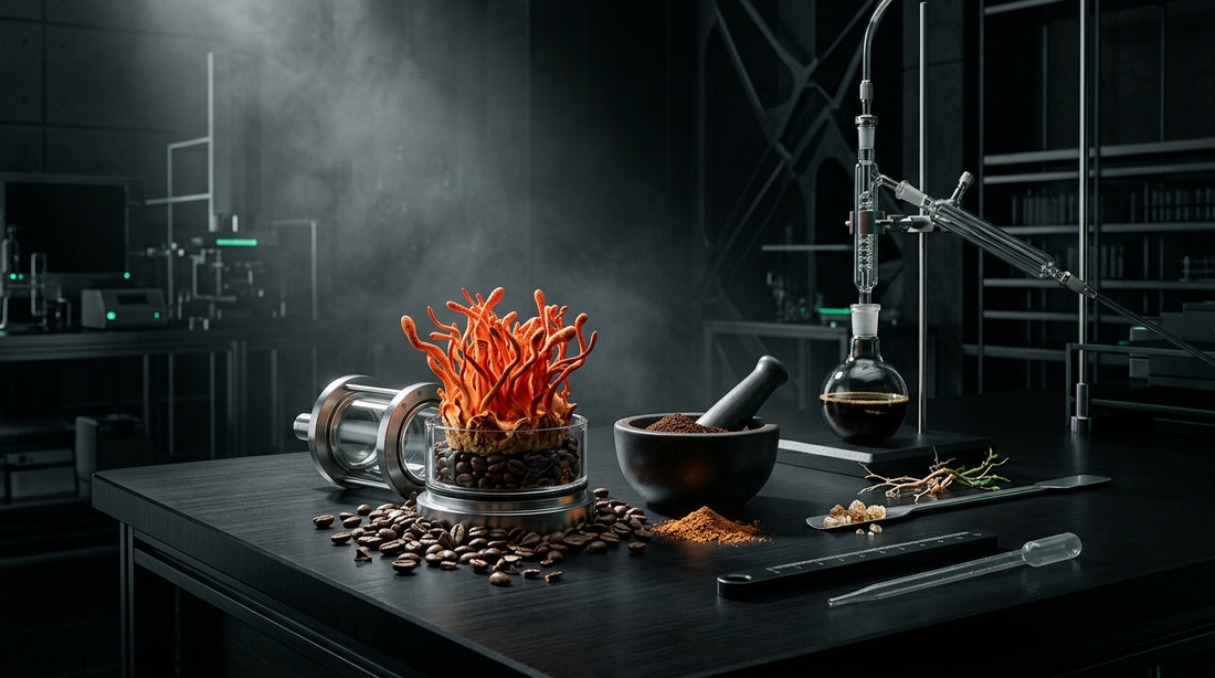 Imagen de portada: Cordyceps combinado con café: La guía científica definitiva para energía limpia