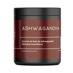 Frasco de KÓRE Ashwagandha (Withania somnifera), vista lateral de la etiqueta